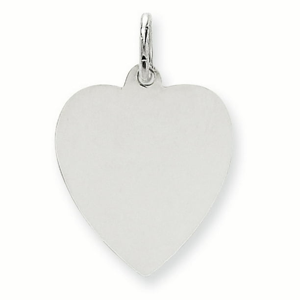 14K White Gold Plain .018 Gauge Engravable Heart Charm 14K White Gold Plain .018 Gauge Engravable Heart Charm